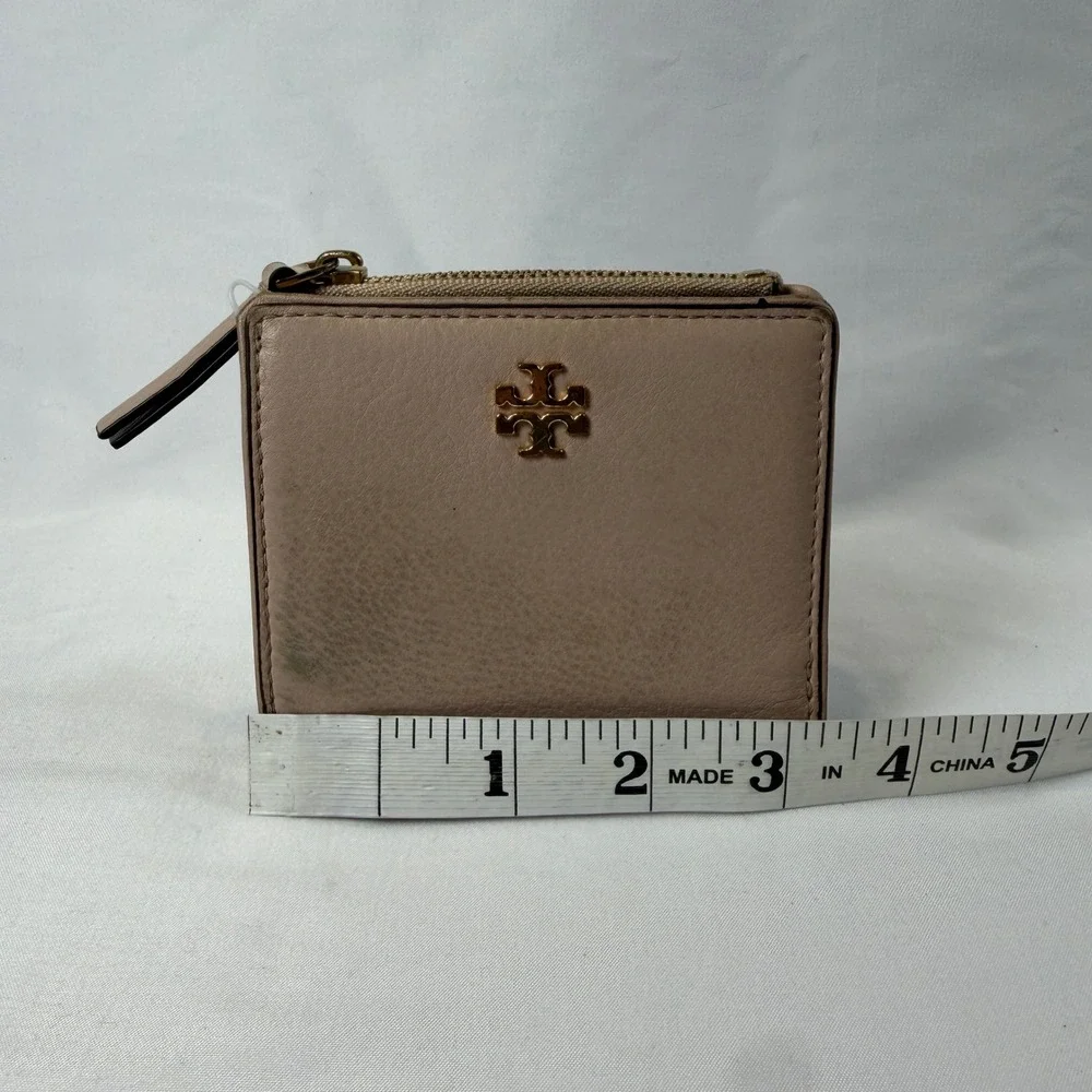 Tory Burch Bifold Wallet Womens OS Pink Leather Britten Mini Compact Wallet